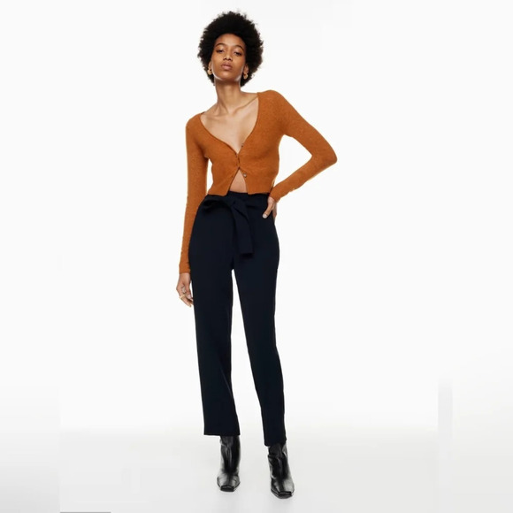 Aritzia Wilfred Tie front black pants Buisness casual Workwear Dress pant 4 - Picture 1 of 10